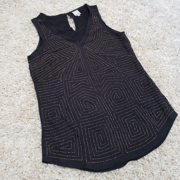 ecru Tops - Ecru Bronze Beaded Black Tank Sz XS